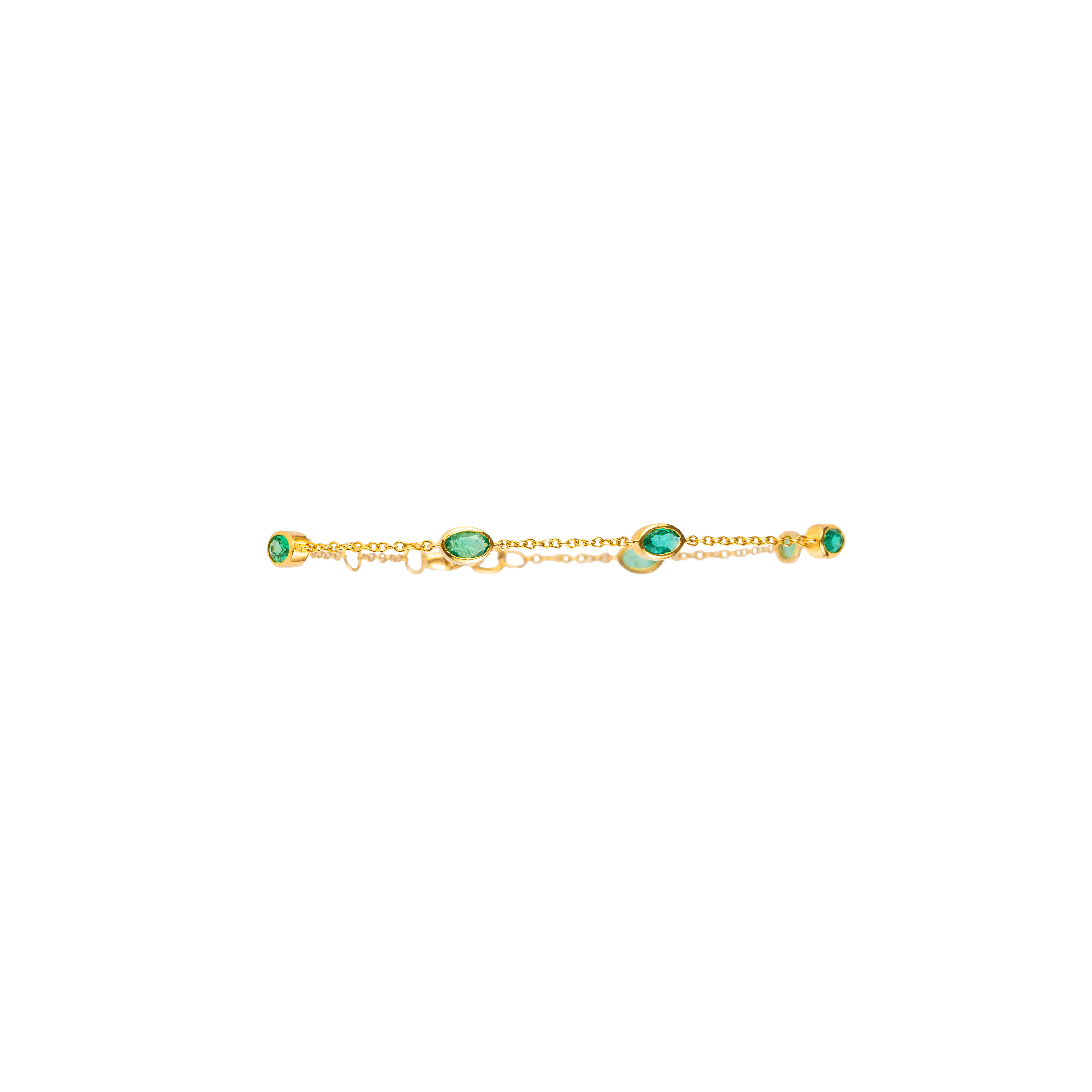 John Najarian Multi Oval Emerald Bezel Set Bracelet