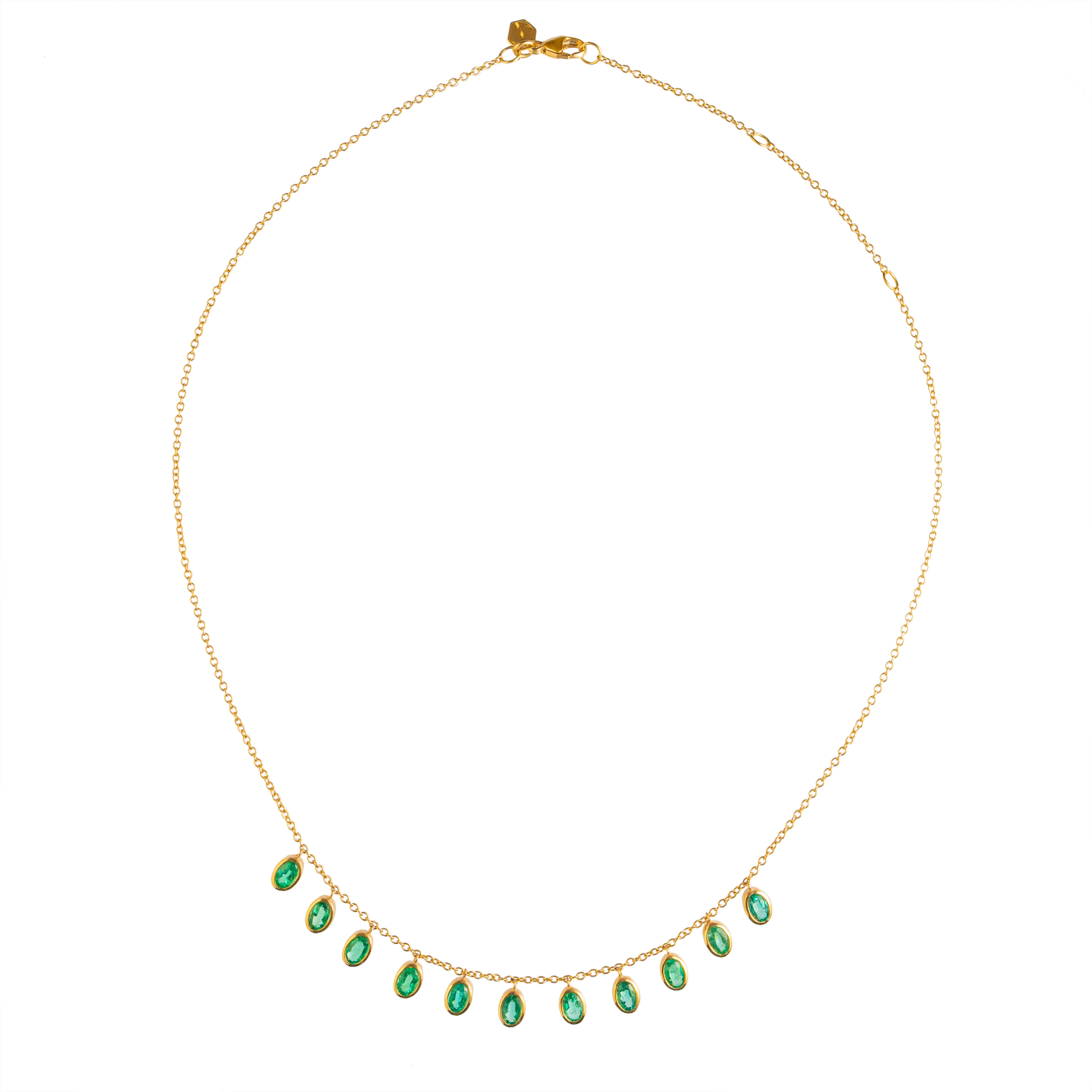John Najarian Oval Emerald Dangle Necklace