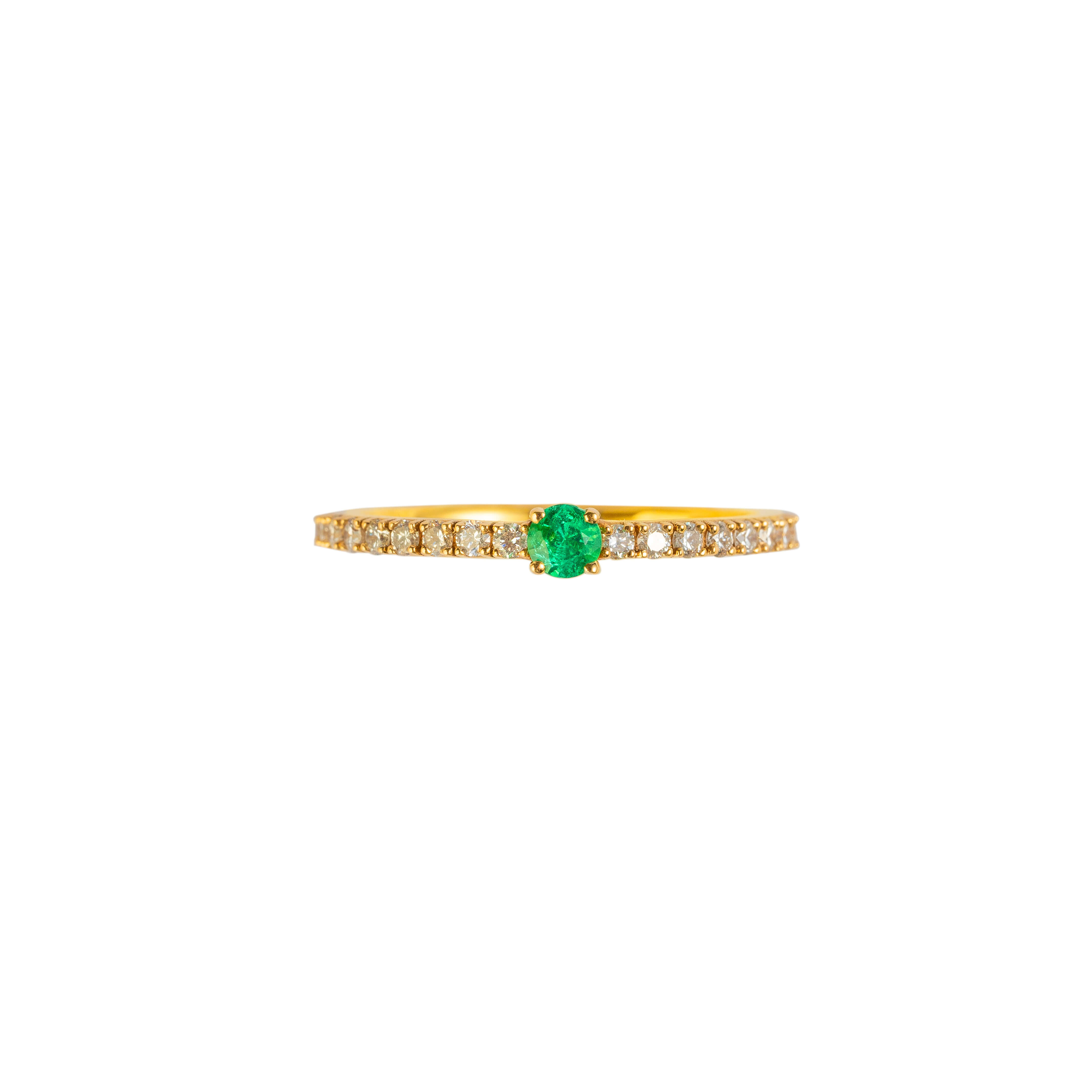 John Najarian Round Emerald And Diamond Ring