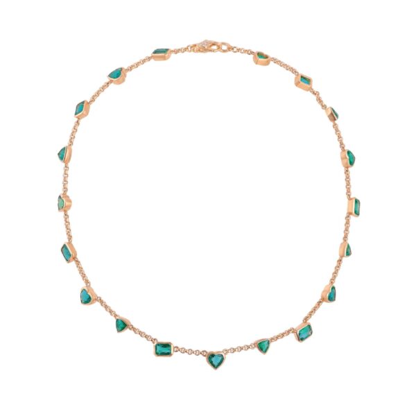 John Najarian Multi Shape Emerald Chain Necklace
