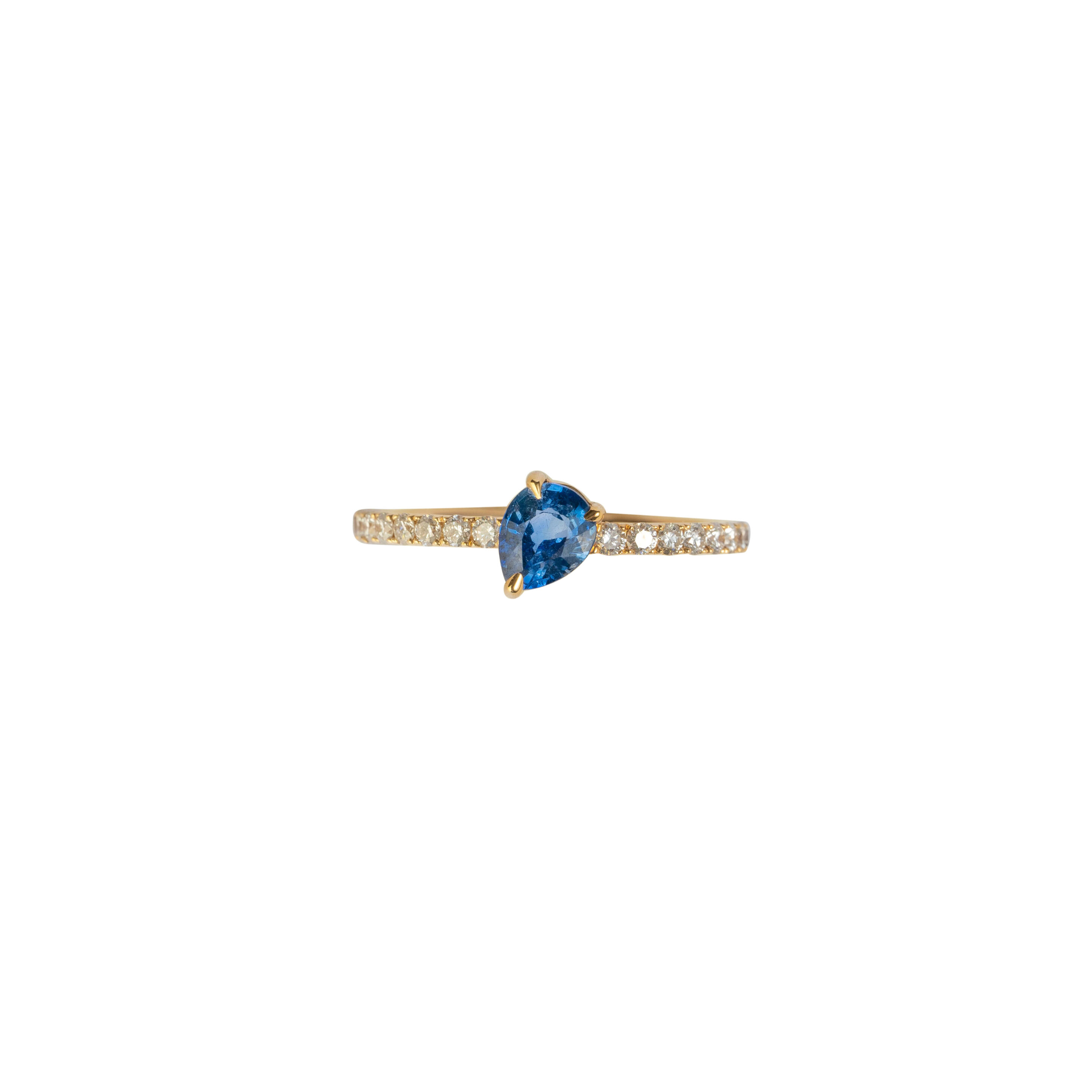 John Najarian Pear Shape Blue Sapphire And White Diamond Band Ring