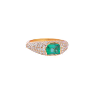 John Najarian Emerald Cut And Diamond Pave Ring