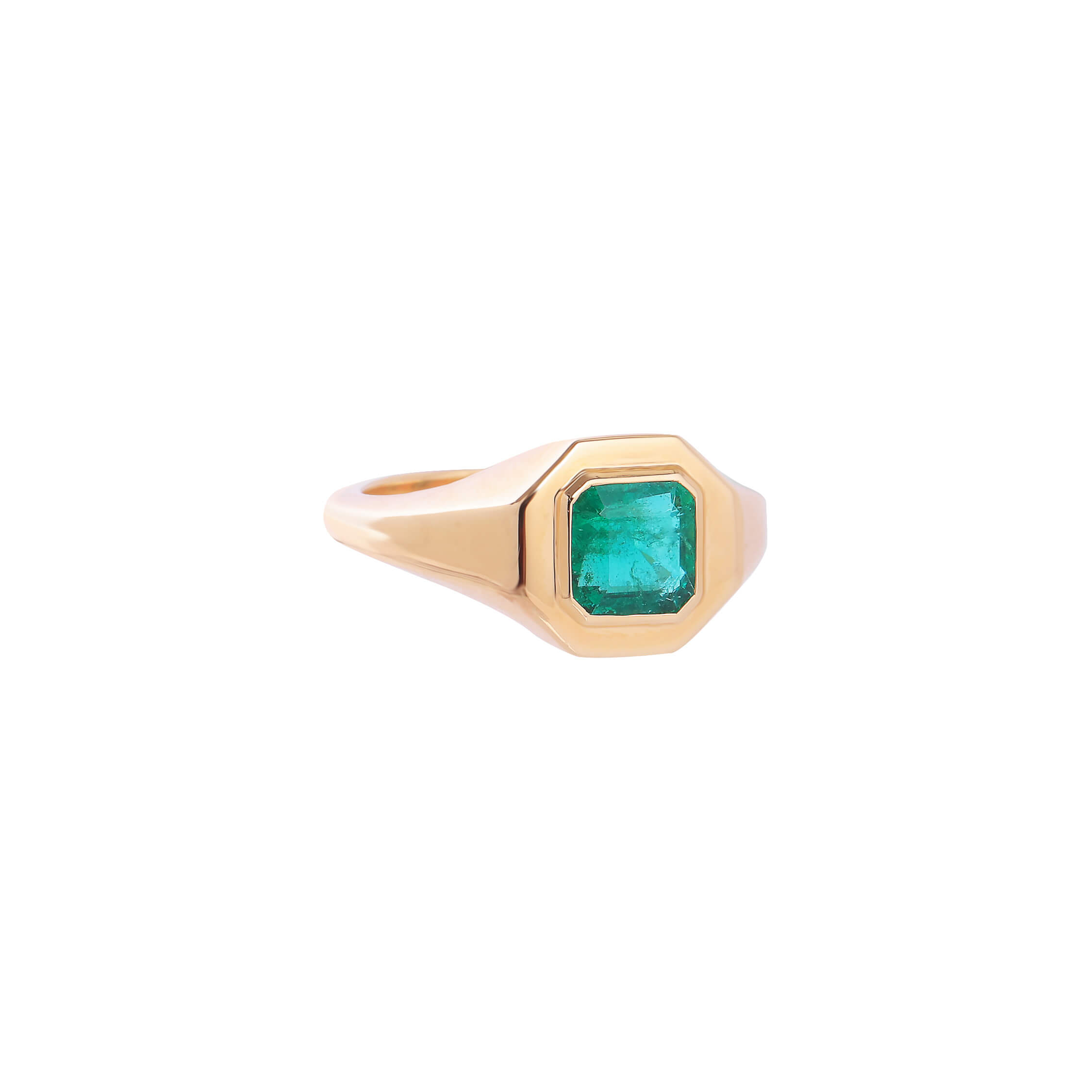 John Najarian Asscher Cut Emerald Signet Ring