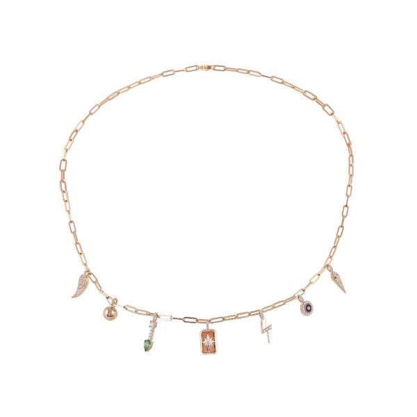 John Najarian Fantastical Charm Emerald And Diamond Seven Charm Dangle Necklace