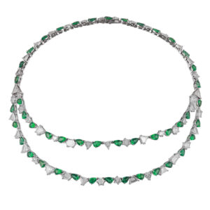 John Najarian Portrait Cut Diamond And Emerald Necklace