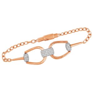 Diamond Pave Link and Solid Gold Chain Bracelet