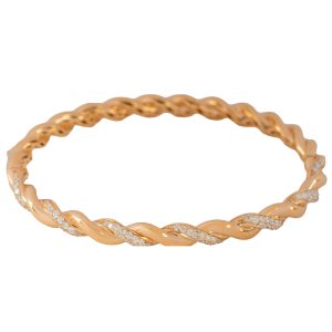 Twisted Gold Diamond Pave Bangle