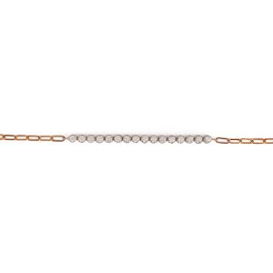 Two Tone Round Diamonds On Chain Bracelet
