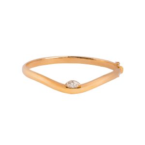 0.50 Carat Marquise Diamond On Curved Rose Gold Bangle