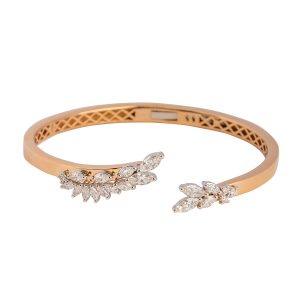 Floral Design Open Marquise Diamond Bangle