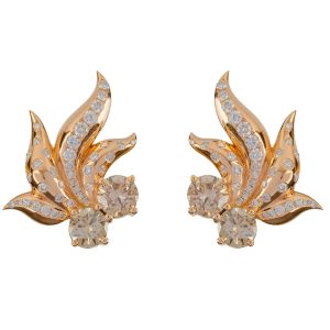 Brown And White Diamond Swirl Earring