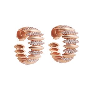 Graduating Marquise Shape One Pave/ One Solid Hoops