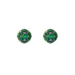 Emerald Blue Sapphire And Diamond Earring