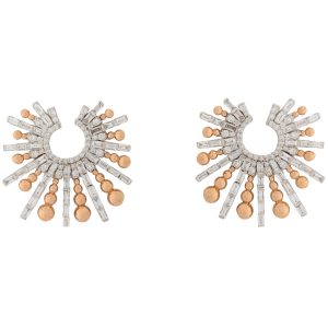 Front Facing Diamond And Gold Sphere Earring