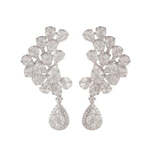 Diamond Evening Earrings With Diamond Pear Shaped Drops