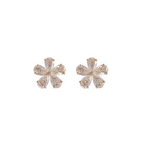 Pear Shape Diamond Flower Earring