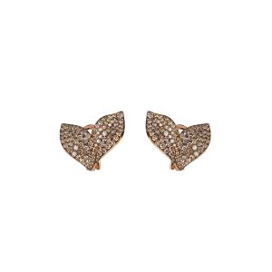 Brown Diamond Pave Leaf Earring