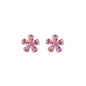 Pear Flower Pink Sapphire Earring