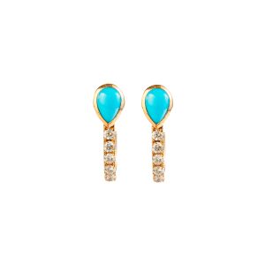Pear Turquoise And Diamond Ear Huggies