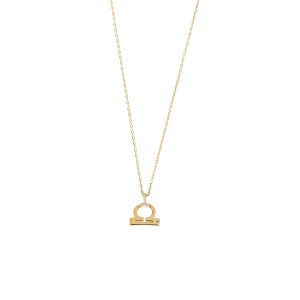 Diamond Pave Libra Horoscope Pendant And Chain