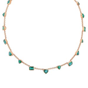 Multi Shape Emerald Chain Necklace
