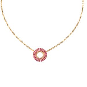 Ruby And Diamond Pave Open Circle Pendant