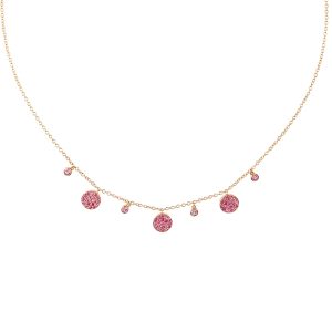 Round Diamond Pave And 
Bezel Set Diamond Dangle Necklace