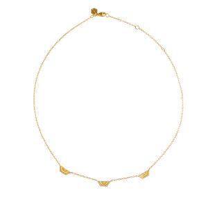 Geometric Shape Diamond Pave And Solid Gold Necklace