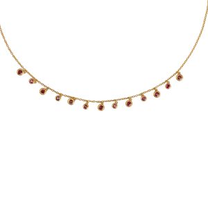 Bezel Set Ruby Dangle Necklace