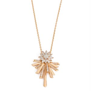 Star Burst Multi Ray Pear And Round Shape Diamond Pendant