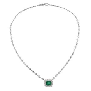 Zambian Emerald And White Diamond Pendant