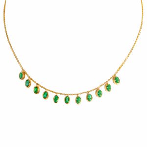 Oval Emerald Dangle Necklace