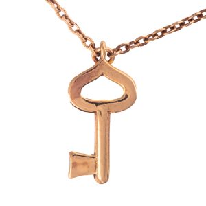 Key Charm Necklace With Diamond Dangle