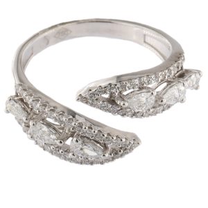 Criss Cross Double Shank Pear and Round Diamond Ring