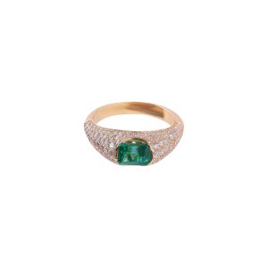 Emerald Cut And Diamond Pave Ring