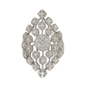 Marquise Shape High Dome Illusion Set Round Diamond Ring