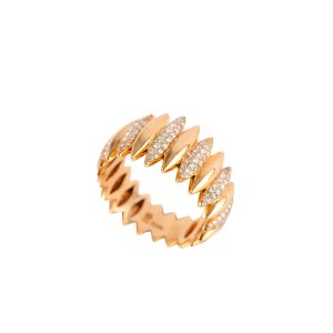Graduating Marqusie Shape One Solid One Set Pave Ring