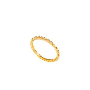 Yellow Gold Beaded Diamond Ring